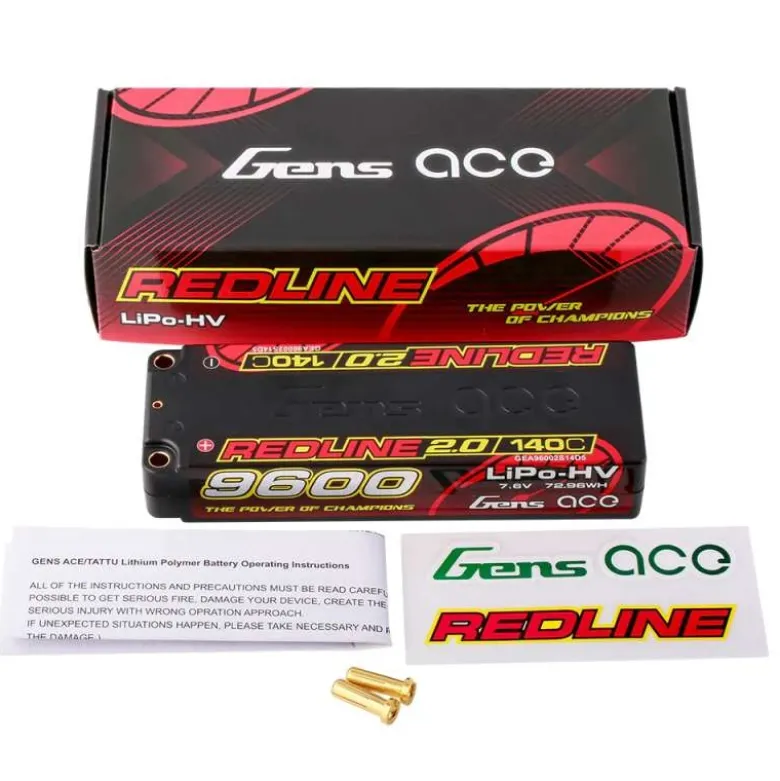 Gens ace GEA96002S14D5Redline 2.0 Serie 9600mAh 7,6 V 140C 2S1P HardCase HV Lipo