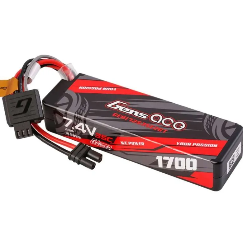 Gens ace GEA172S35E2GTG-tech Lipo Akku 1700mAh 2S 35C 7.4V Hardcase, iEC2-Stecker passend für Arrma Grom Granite Typhon Mojave+Losi Nascar