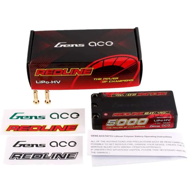 Gens ace GEA50002S14S5Redline 2.0 Series 5000mAh 2S1P 7.6V 140C HV Shorty HV Lipo