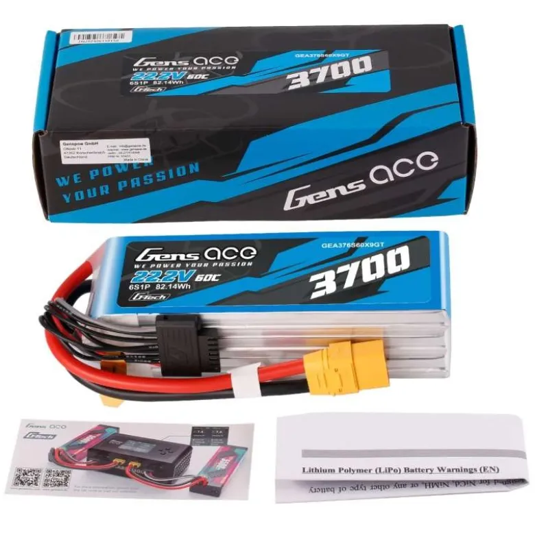 Gens ace GEA376S60X9GTG-Tech 3700 mAh 22,2 V 60 C 6S1P Lipo Akku mit XT90-Stecker