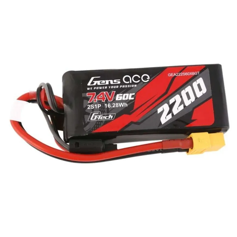 Gens ace GEA222S60X6GTLiPo Akku 2200mAh 7.4V 60C Traxxas 1:16 XT60 passend für Traxxas 1:16 1:18 VXL Latrax