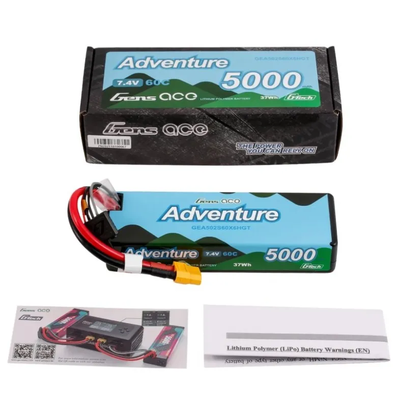 Gens ace GEA502S60X6HGTAdventure G-Tech LiPo-Akku 5000mAh 2S1P 7.4V 60C, XT60
