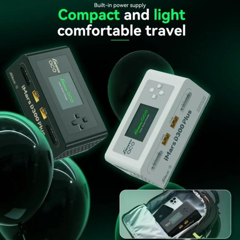 Gens ace GEA300WPLUS-EBG-tech iMars D300 Plus Smart Ladegerät Dual-Channel, schwarz