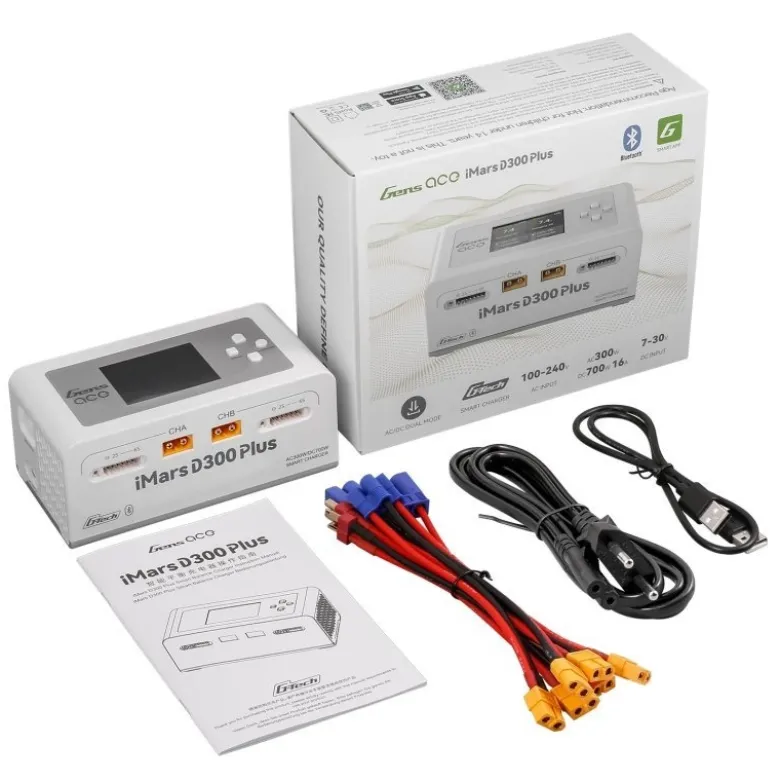 Gens ace GEA300WPLUS-EWG-tech iMars D300 Plus Smart Ladegerät Dual-Channel, weiß