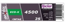Hacker Motor 94500231TopFuel LiPo Akku 20C ECO-X 4500mAh 2S MTAG, XT90