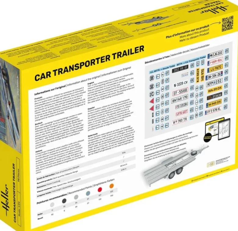 Heller 80774Car Transporter Trailer Plastikbausatz in 1:24