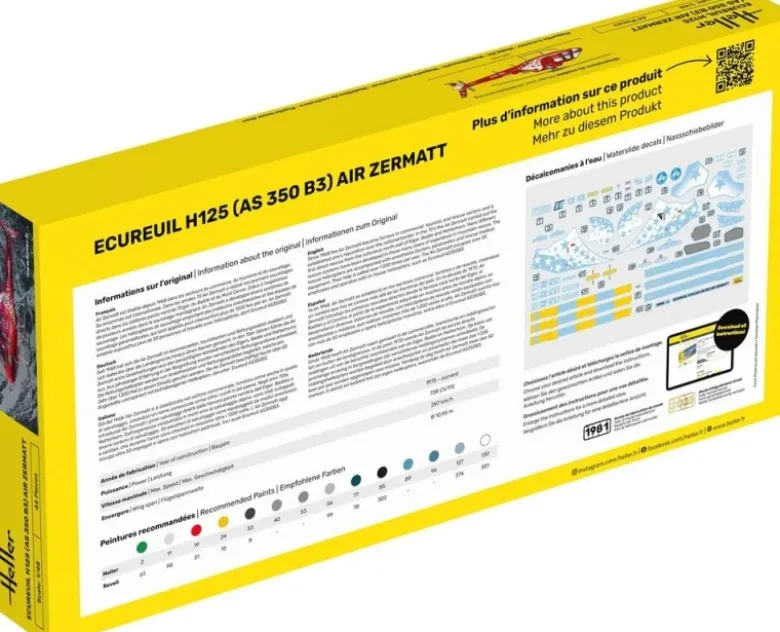 Heller 80490Ecureuil H125 (AS 350 B3) Air Zermatt Plastikbausatz in 1:48