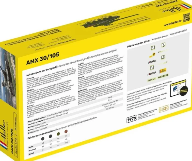 Heller 56899STARTER KIT AMX 30/105 Plastikbausatz in 1:72 inkl. Kleber, Pinsel und Hauptfarben
