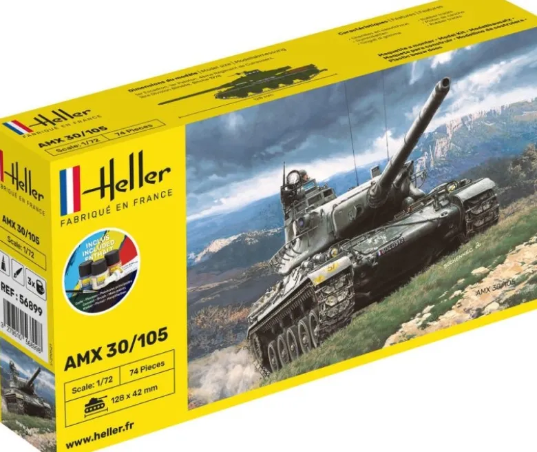 Heller 56899STARTER KIT AMX 30/105 Plastikbausatz in 1:72 inkl. Kleber, Pinsel und Hauptfarben