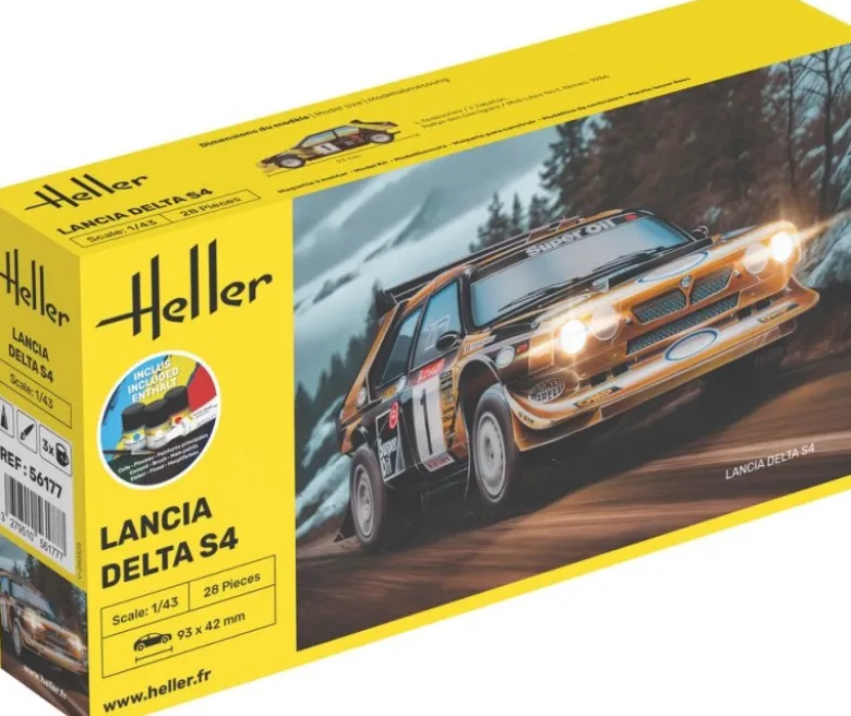 Heller 56177STARTER KIT Lancia Delta S4 Plastikbausatz in 1:43 inkl. Kleber, Pinsel und Hauptfarben