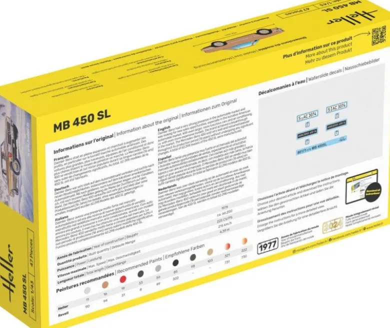 Heller 56171STARTER KIT MB 450 SL Plastikbausatz in 1:43 inkl. Kleber, Pinsel und Hauptfarben