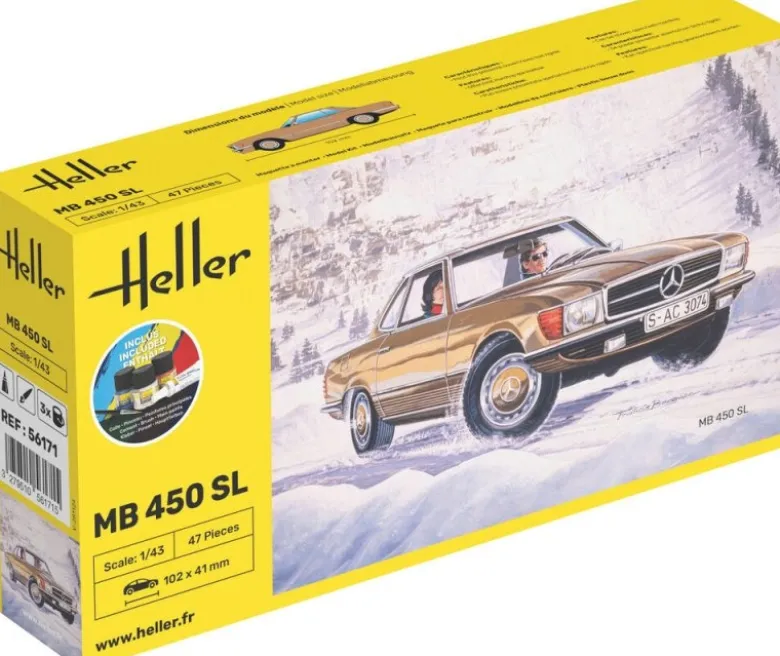 Heller 56171STARTER KIT MB 450 SL Plastikbausatz in 1:43 inkl. Kleber, Pinsel und Hauptfarben