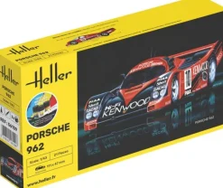 Heller 56109STARTER KIT Porsche 962 Plastikbausatz in 1:43 inkl. Kleber, Pinsel und Hauptfarben