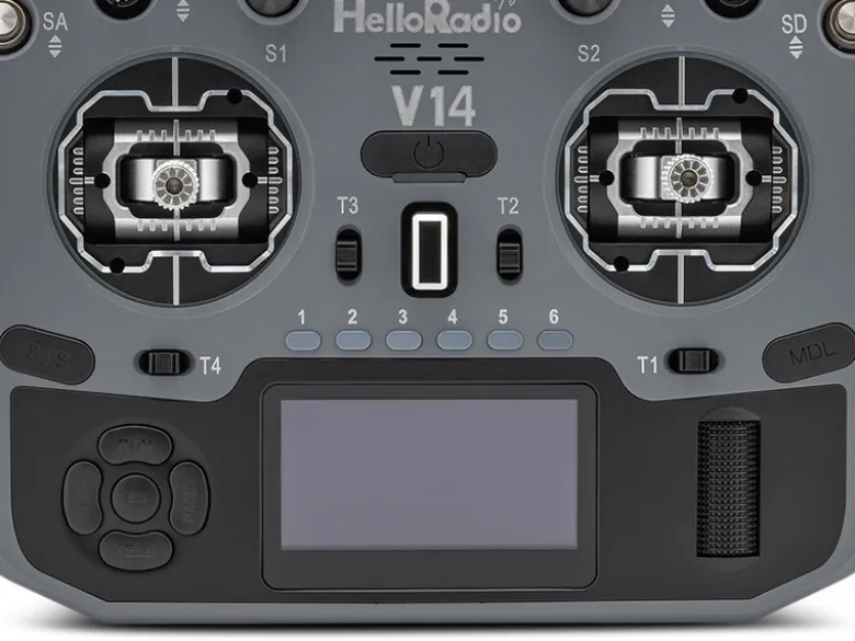 HelloRadio HR1028V14 MAX OLED 2,4GHz - ELRS LBT M2 Fernsteuerung grau, schwarz
