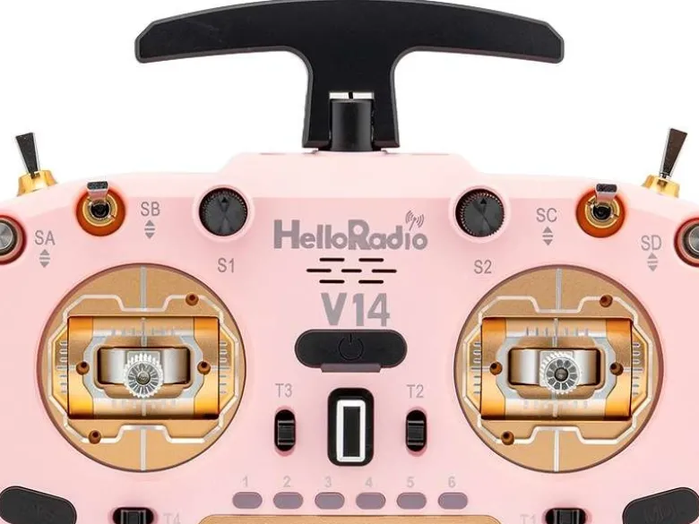 HelloRadio HR1030V14 MAX OLED 2,4GHz - ELRS LBT M2 Fernsteuerung rosa, gold