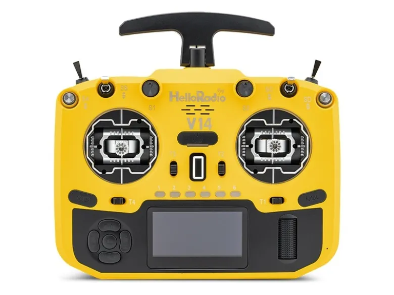 HelloRadio HR1041V14 MAX R9 OLED 2,4GHz ELRS LBT M2 Fernsteuerung gelb, schwarz