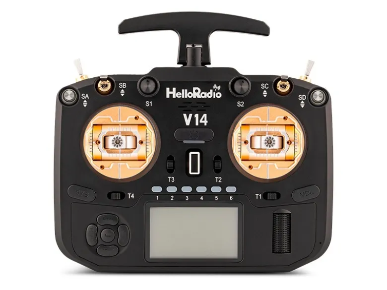HelloRadio HR1071V14 MAX R9 OLED 2,4GHz ELRS LBT M2 Fernsteuerung schwarz, gold