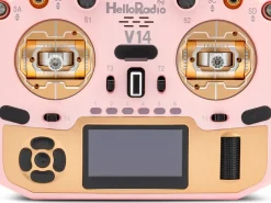 HelloRadio HR1039V14 MAX R9 OLED 2,4GHz ELRS LBT M2 Fernsteuerung rosa, gold