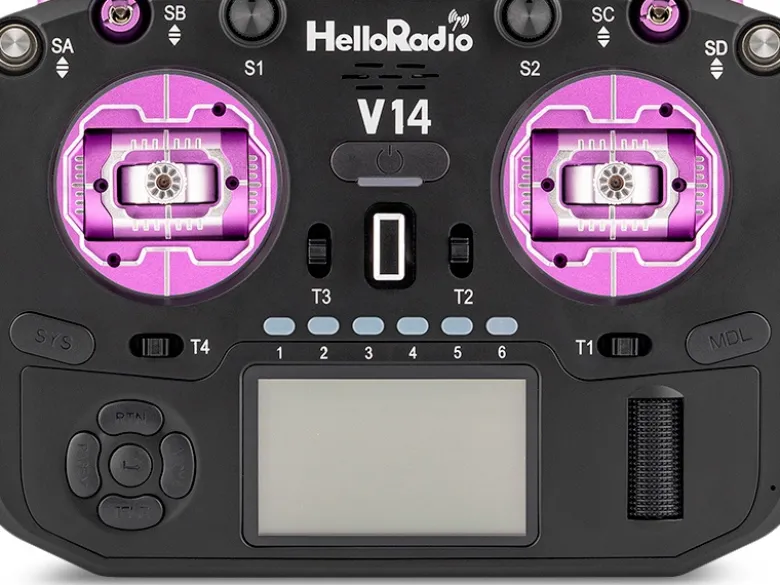 HelloRadio HR1070V14 MAX R9 OLED 2,4GHz ELRS LBT M2 Fernsteuerung schwarz, lila