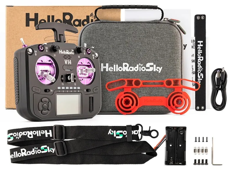 HelloRadio HR1074V14 MAX R9 OLED 2,4GHz 4in1 LBT M2 Fernsteuerung schwarz, lila