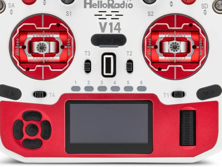HelloRadio HR1056V14 MAX R9 OLED 2,4GHz 4in1 LBT M2 Fernsteuerung weiß, rot