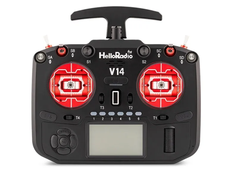 HelloRadio HR1073V14 MAX R9 OLED 2,4GHz 4in1 LBT M2 Fernsteuerung schwarz, rot