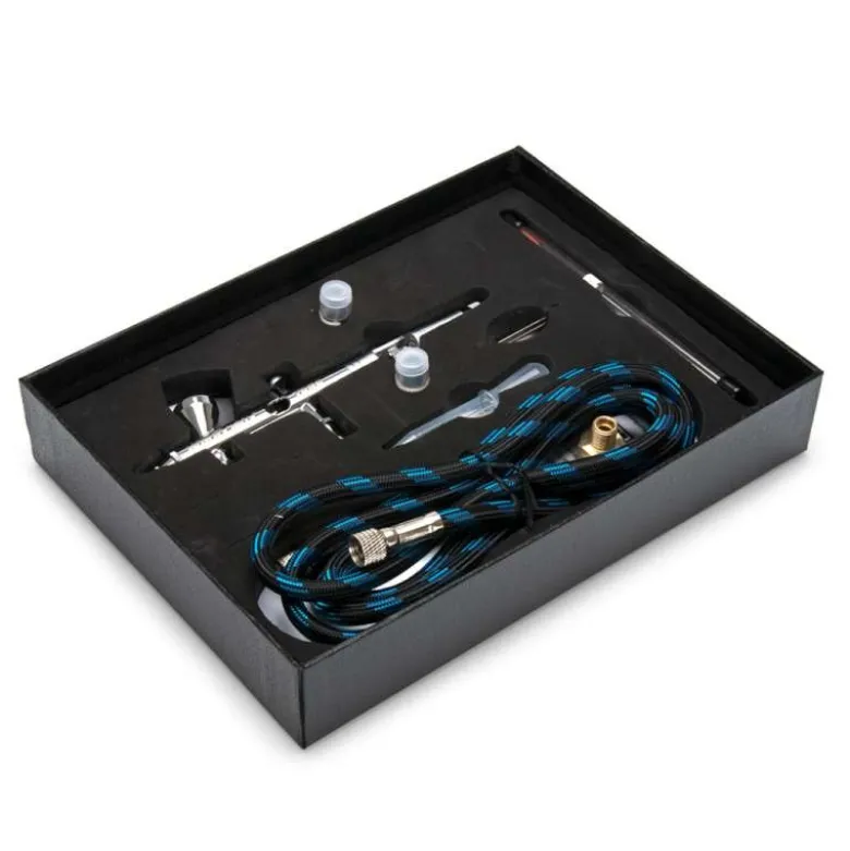 Hobbynox HN003-00TARA Airbrush Pistole 0.2/0.3/0.5mm Düse mit 1,8m Schlauch