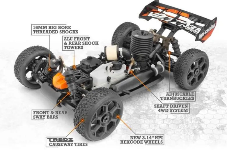 HPI H160177Vorza 4WD Buggy 1:8 Nitro F3.5 V2, 2.4GHz RTR