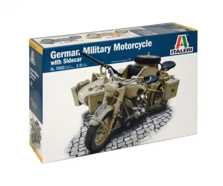 Italeri 7403Deutsches Militärmotorrad mit Seitenwagen Bausatz 1:9