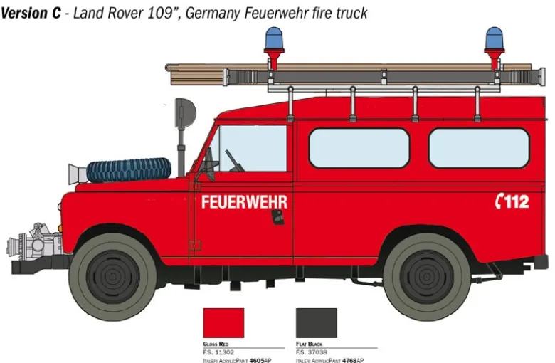 Italeri 3660Land Rover Fire Truck, Bausatz, 1:24