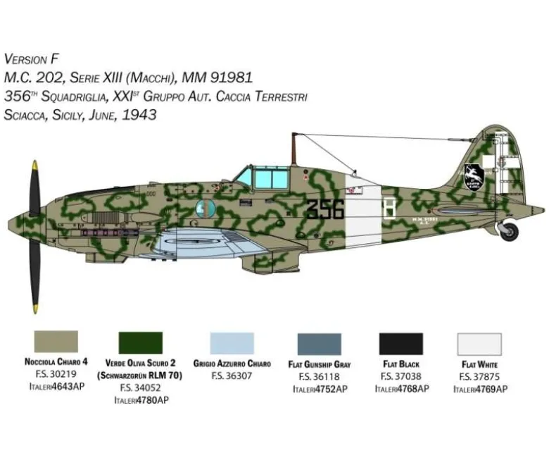 Italeri 2518Macchi MC. 202, Plastikbausatz, 1:32