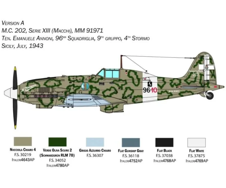 Italeri 2518Macchi MC. 202, Plastikbausatz, 1:32
