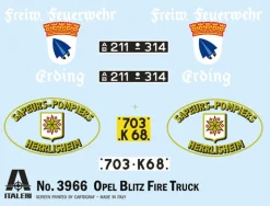 Italeri 3966Opel Blitz Feuerwehr, Bausatz, 1:24