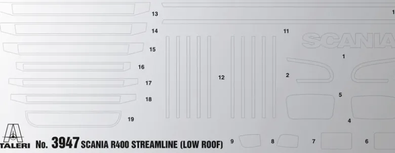 Italeri 3947Scania R400 Streamline (Flat Roof), Bausatz, 1:24