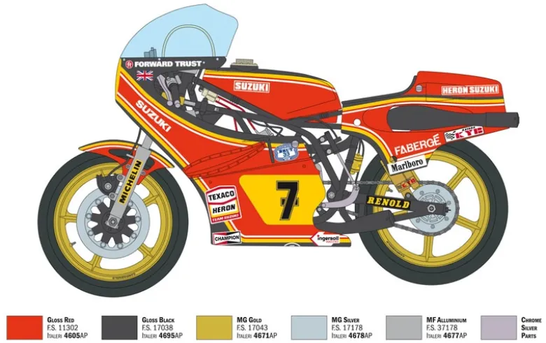 Italeri 4644Suzuki RG500 XR27 Team H.B.S. 1978, Bausatz, 1:9
