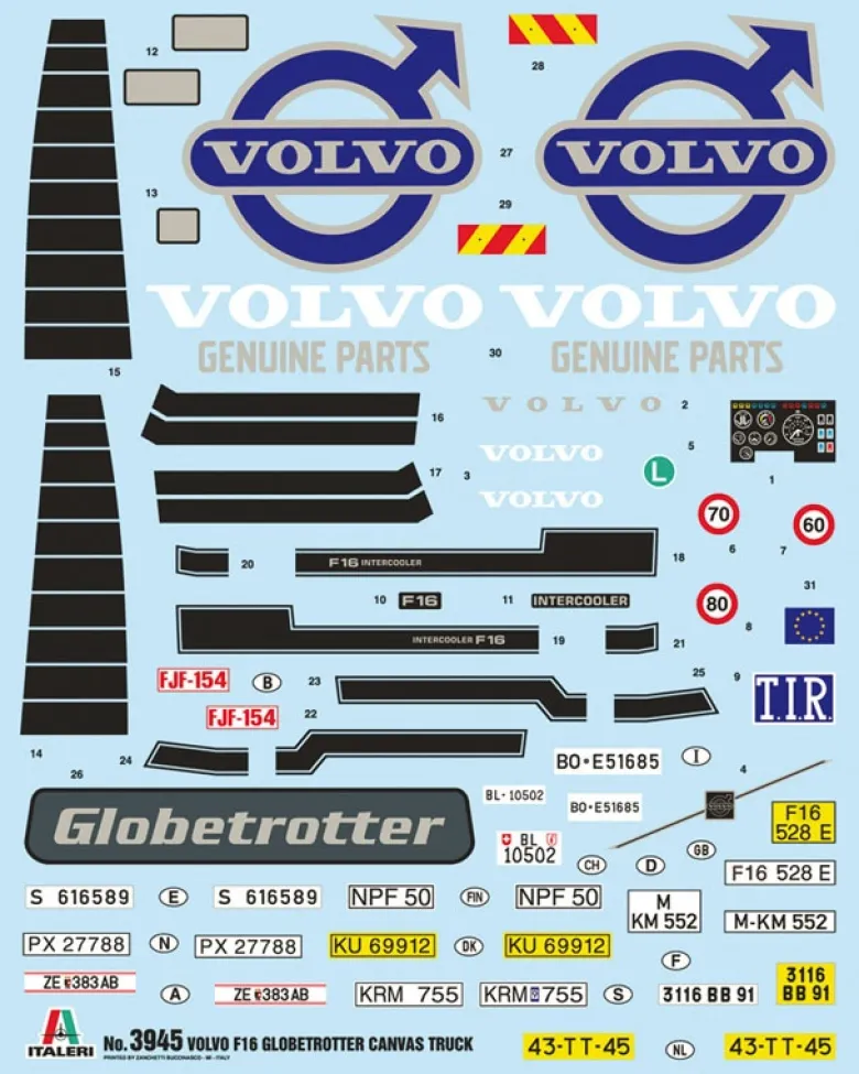 Italeri 3945Volvo F16 Plane mit Hebebühne, Bausatz, 1:24