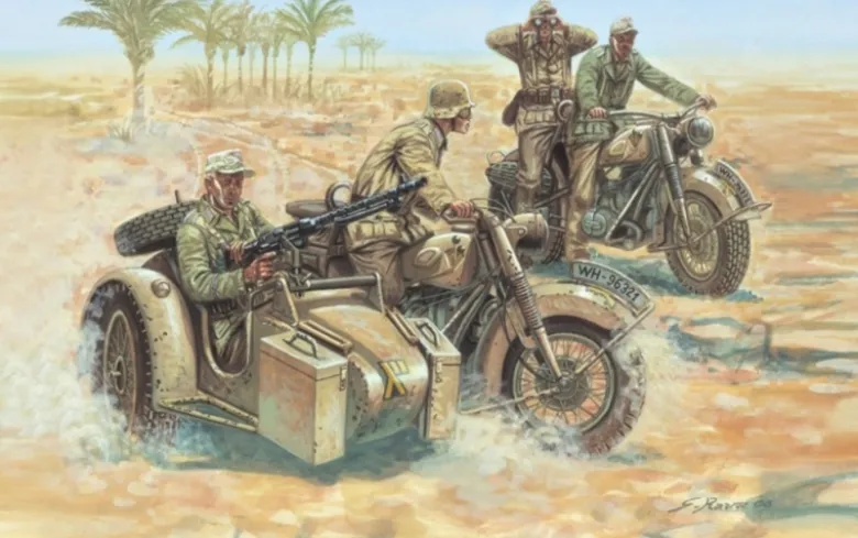 Italeri 61211:72 WWII Deutsche Motorräder Plastikbausatz