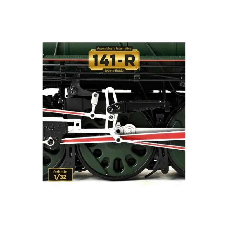 IXO 520010125Dampflok 141R mit Tender SNCF Whitebox, Bausatz 1:32 746 Teile - Hochdetailliert mit Licht & Sound