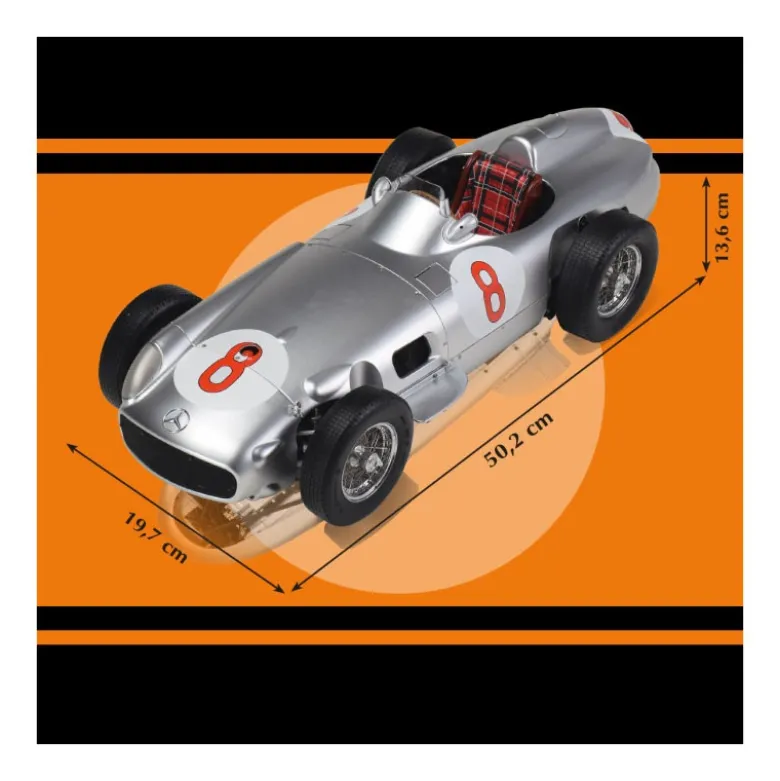 IXO 520010118Mercedes W196 Fangio #8 1:8 Standmodellbausatz 451 Teile - Hochdetailliert mit Sound