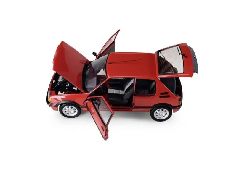 IXO 520010121Peugeot 205 GTI Rot, 1:8 Standmodellbausatz 720 Teile - Hochdetailliert mit Licht & Sound