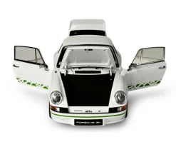 IXO 520010116Porsche 911 RS 2.7 Weiß/Grün, 1:8 Standmodellbausatz 713 Teile - Hochdetailliert mit Licht & Sound