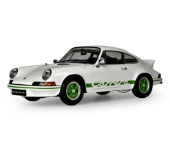 IXO 520010116Porsche 911 RS 2.7 Weiß/Grün, 1:8 Standmodellbausatz 713 Teile - Hochdetailliert mit Licht & Sound