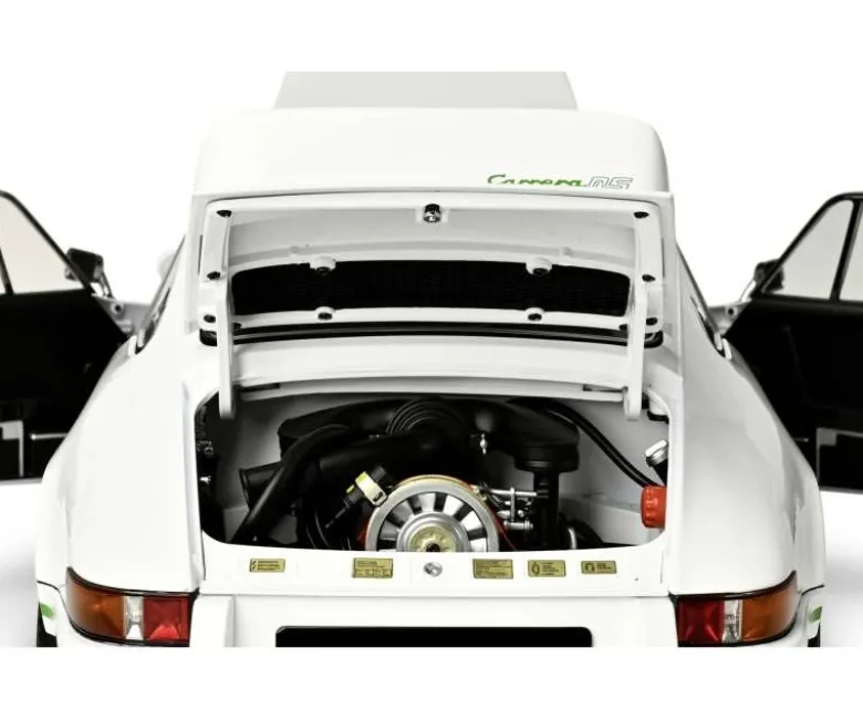 IXO 520010116Porsche 911 RS 2.7 Weiß/Grün, 1:8 Standmodellbausatz 713 Teile - Hochdetailliert mit Licht & Sound