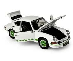 IXO 520010116Porsche 911 RS 2.7 Weiß/Grün, 1:8 Standmodellbausatz 713 Teile - Hochdetailliert mit Licht & Sound