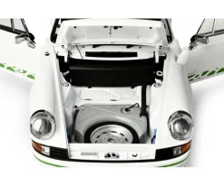 IXO 520010116Porsche 911 RS 2.7 Weiß/Grün, 1:8 Standmodellbausatz 713 Teile - Hochdetailliert mit Licht & Sound