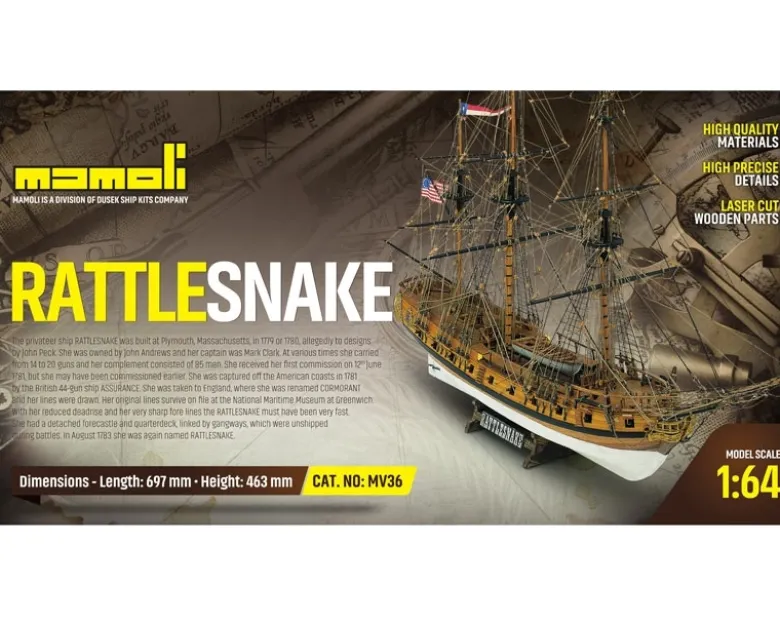 Mamoli 21736Rattlesnake 1:64 Holz Bausatz