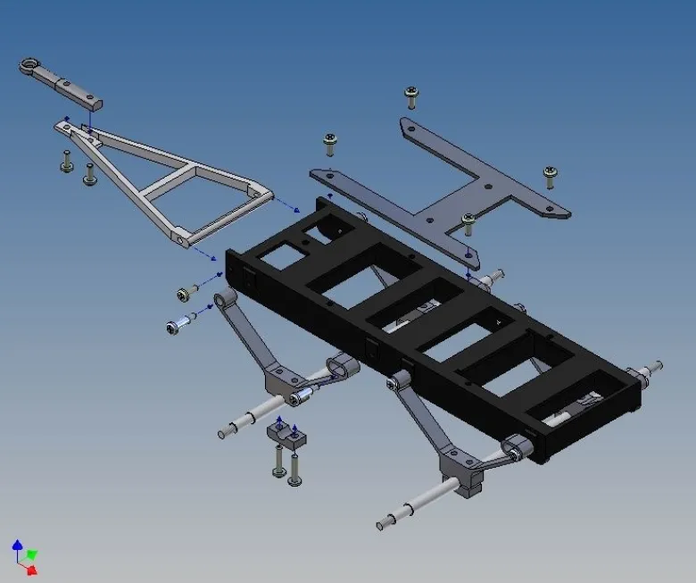 MDTech 8012-oTB2-Achs Dolly für Tamiya LKWs 1:14 Breitbereifung