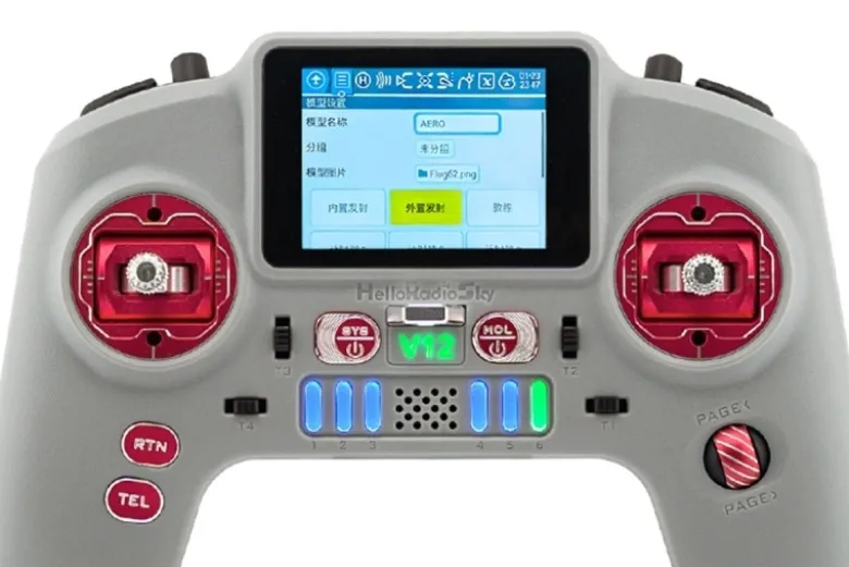 NEUHelloRadio HR1106V12 MAX 2,4GHz - ELRS LBT Fernsteuerung Mode 2 grau, rot