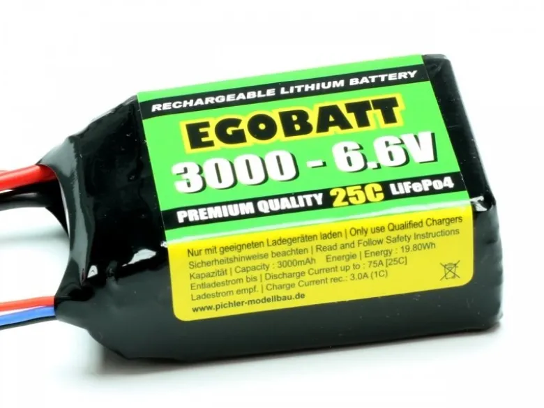 Pichler C8354EGOBATT LiFePO4 3000mAh - 6.6V (25C) Empfängerakku