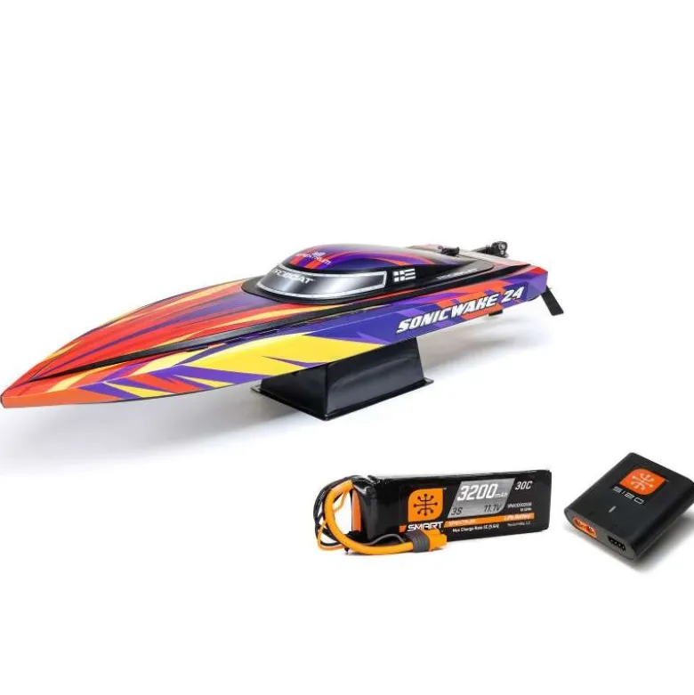 Pro Boat PRB-1992T1Sonicwake 24" Self-Righting Brushless Deep-V RTR, rot inkl. Akku & Ladegerät